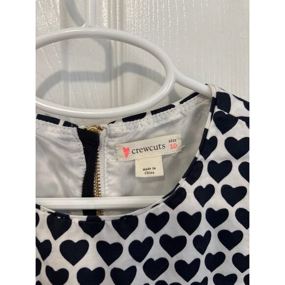 J Crew Crewcuts White and Navy Blue Heart Print Sleeveless Dress Girls Size 10 - Picture 6 of 7